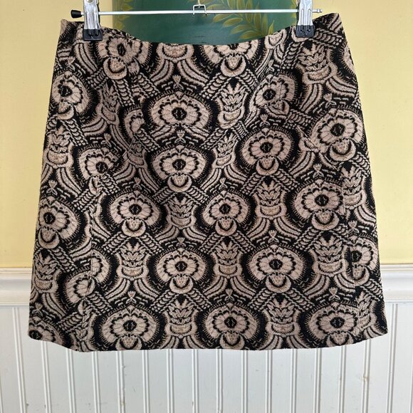 Diane Von Furstenberg 6 wool blend printed patter mini skirt black gold y2k mini - Picture 2 of 7